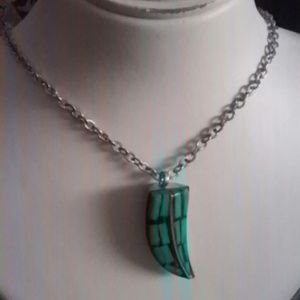 Turqoise Look, Silver Tone Chain Necklace